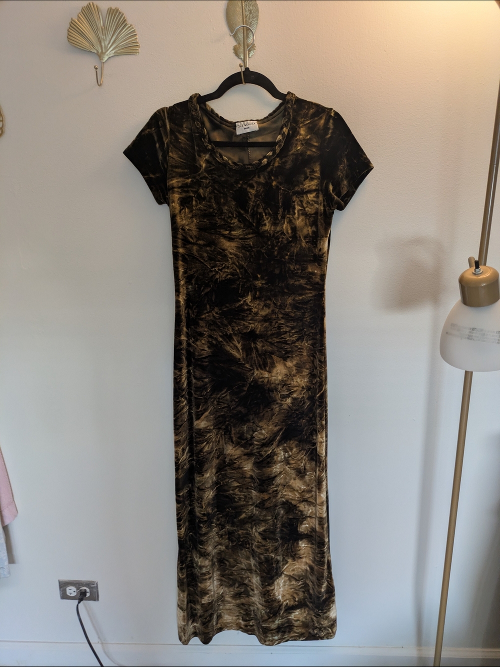 vintage Sandro Paris crushed velvet tie-dye maxi dress